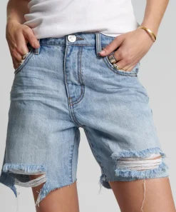 Denim Shorts|ONE TEASPOON Ocean Jackson Mid Waist Wide Leg Shorts