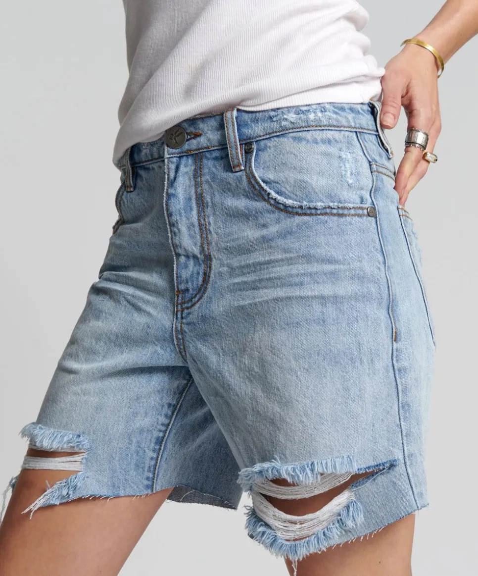 Denim Shorts|ONE TEASPOON Ocean Jackson Mid Waist Wide Leg Shorts