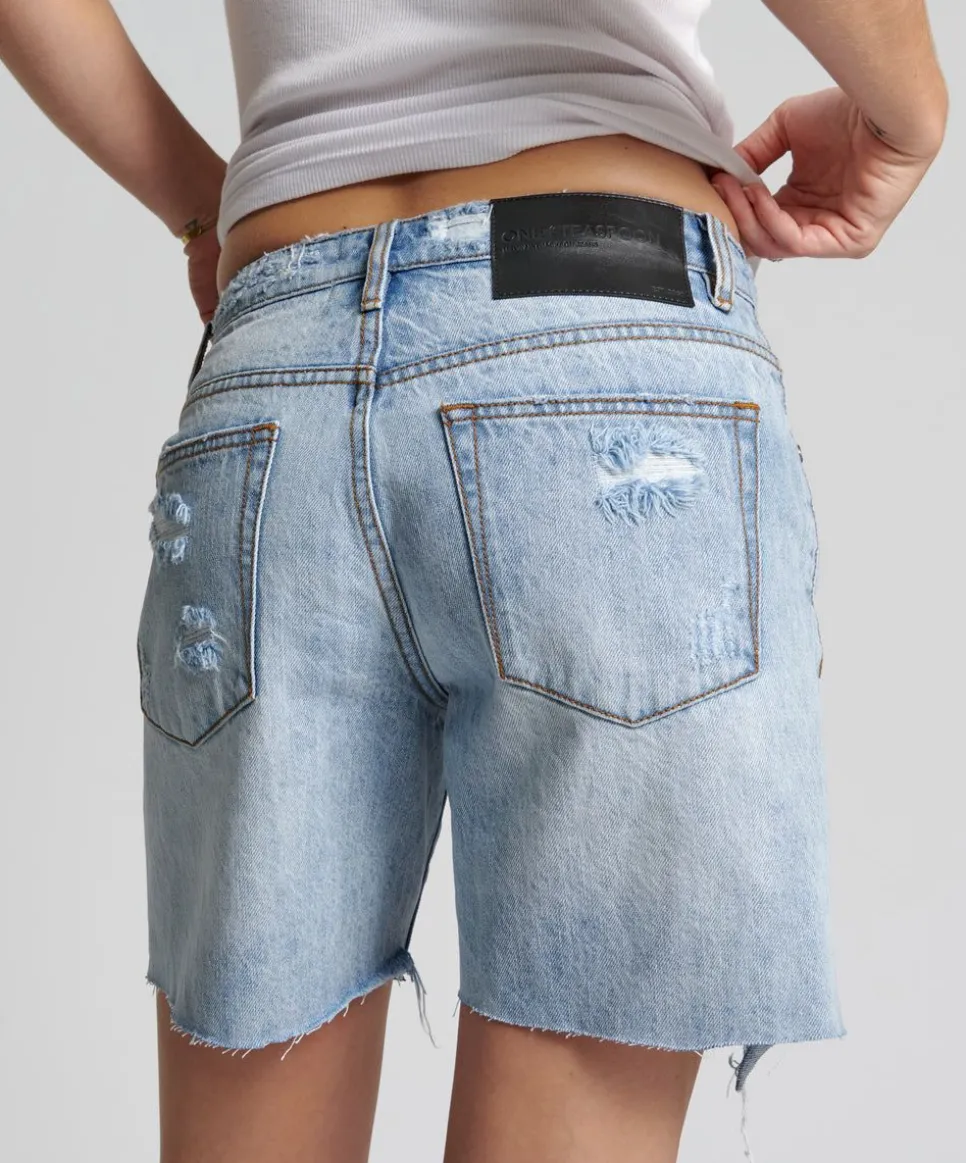 Denim Shorts|ONE TEASPOON Ocean Jackson Mid Waist Wide Leg Shorts