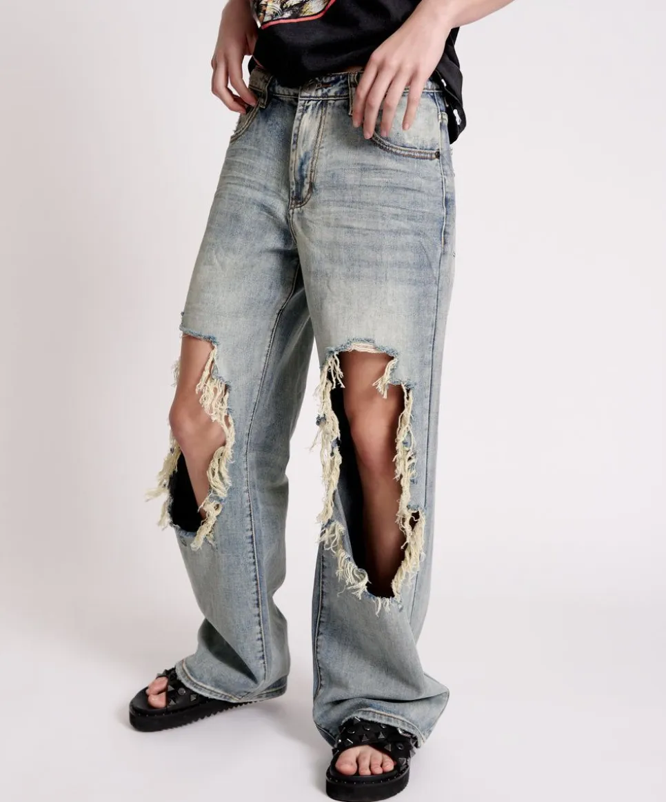 Denim Jeans|ONE TEASPOON Old Blue Jackson Mid Waist Wide Leg Jeans