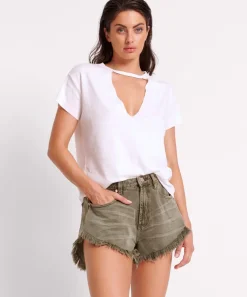 Denim Shorts|ONE TEASPOON Old Khaki Scout High Waist Flippy Shorts