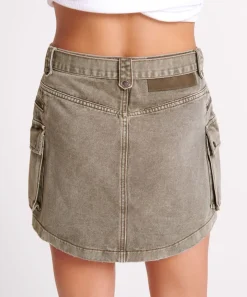 Denim Skirts|ONE TEASPOON Old Khaki Utility Biker Mini Skirt