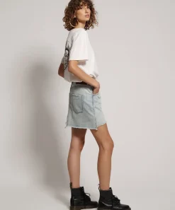 Denim Skirts|ONE TEASPOON Old West Viper High Waist Button Through Mini Skirt