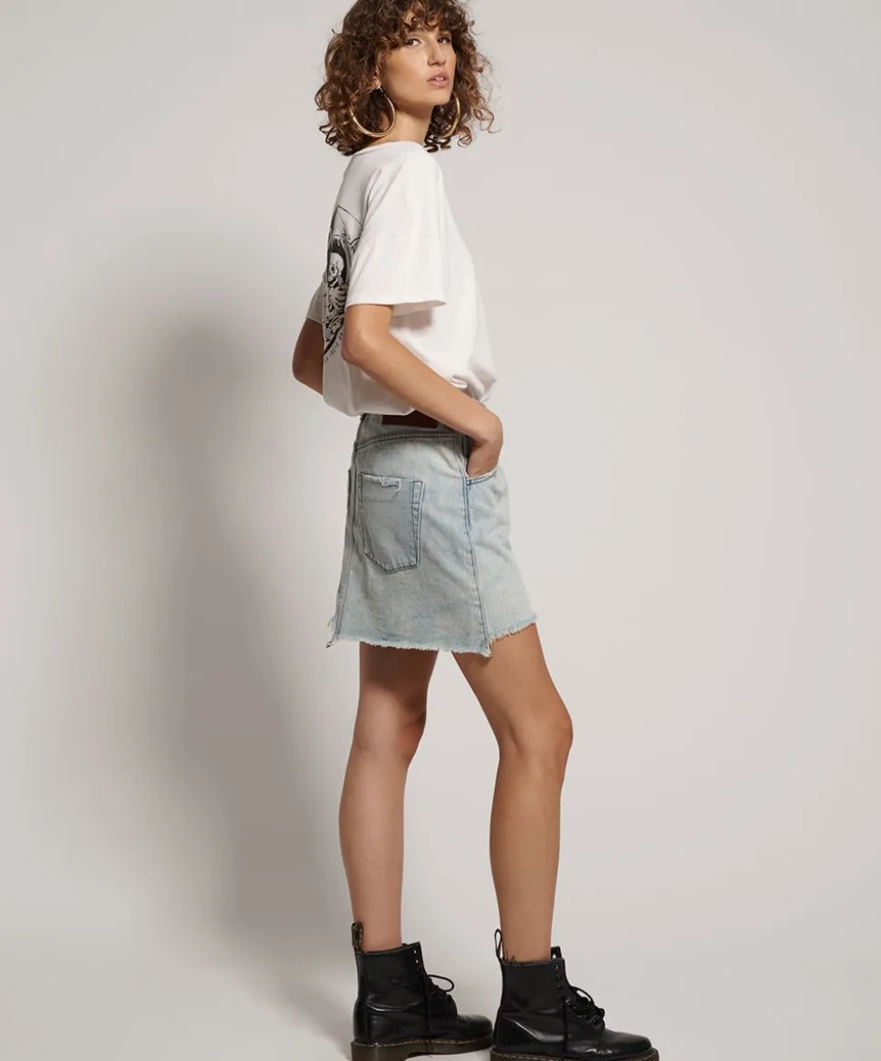 Denim Skirts|ONE TEASPOON Old West Viper High Waist Button Through Mini Skirt