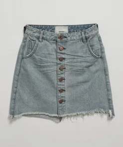 Denim Skirts|ONE TEASPOON Old West Viper High Waist Button Through Mini Skirt