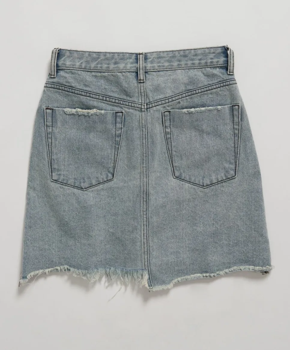 Denim Skirts|ONE TEASPOON Old West Viper High Waist Button Through Mini Skirt
