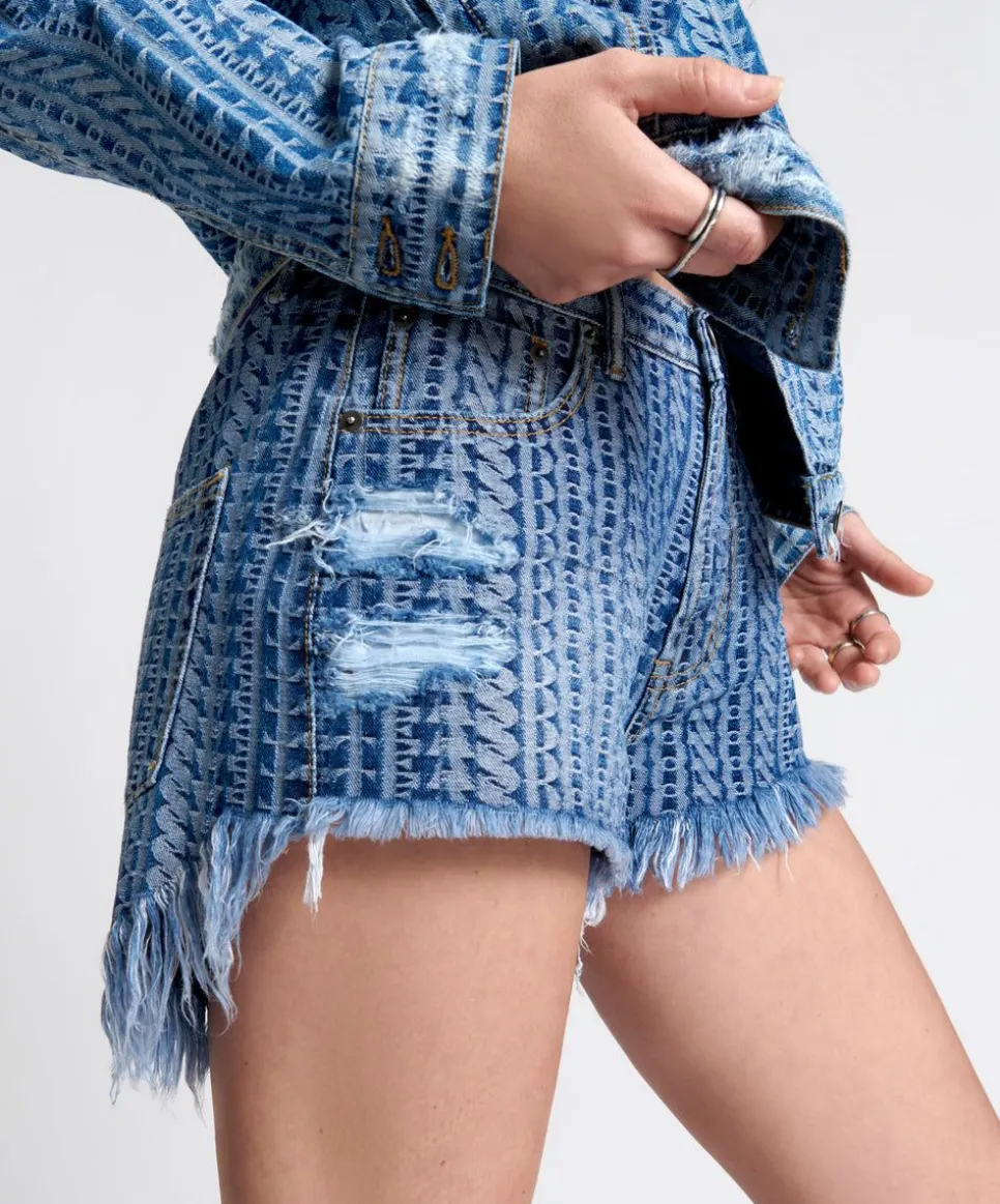 Denim Shorts|ONE TEASPOON On Repeat Le Wolves Mid Length Denim Shorts