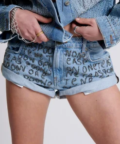 Denim Shorts|ONE TEASPOON Hand Embellished Bandit Low Waist Denim Shorts