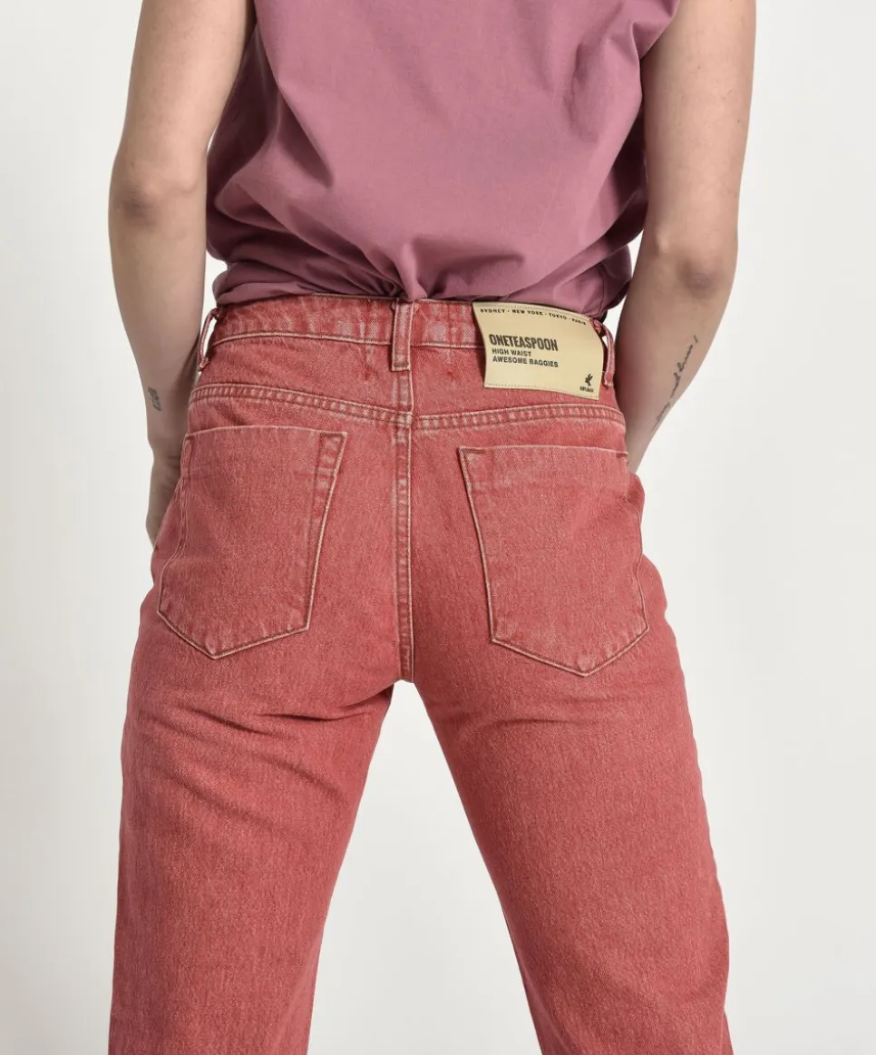 Denim Jeans|ONE TEASPOON Organic Red Awesome Baggies High Waist Straight Leg Jeans
