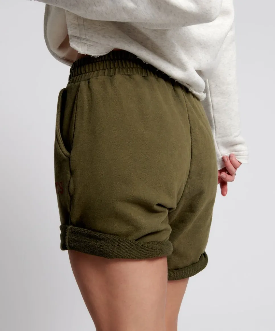 Bottoms|ONE TEASPOON Ots Khaki High Waist Kick Shorts