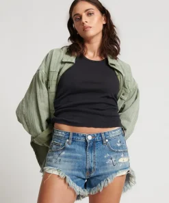 Denim Shorts|ONE TEASPOON Pacifica Artiste Rollers Low Waist Denim Shorts