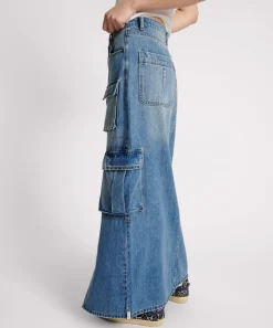 Denim Skirts|ONE TEASPOON Pacifica 90S Cargo Pocket Column Denim Skirt