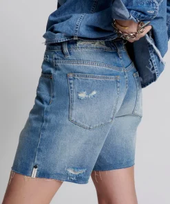 Denim Shorts|ONE TEASPOON Pacifica Smile Jackson Mid Waist Wide Leg Shorts