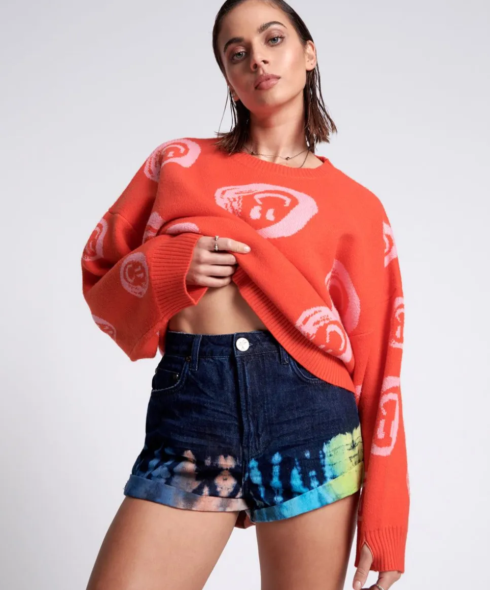 Denim Shorts|ONE TEASPOON Paint Dipped Bandits High Waist Denim Shorts