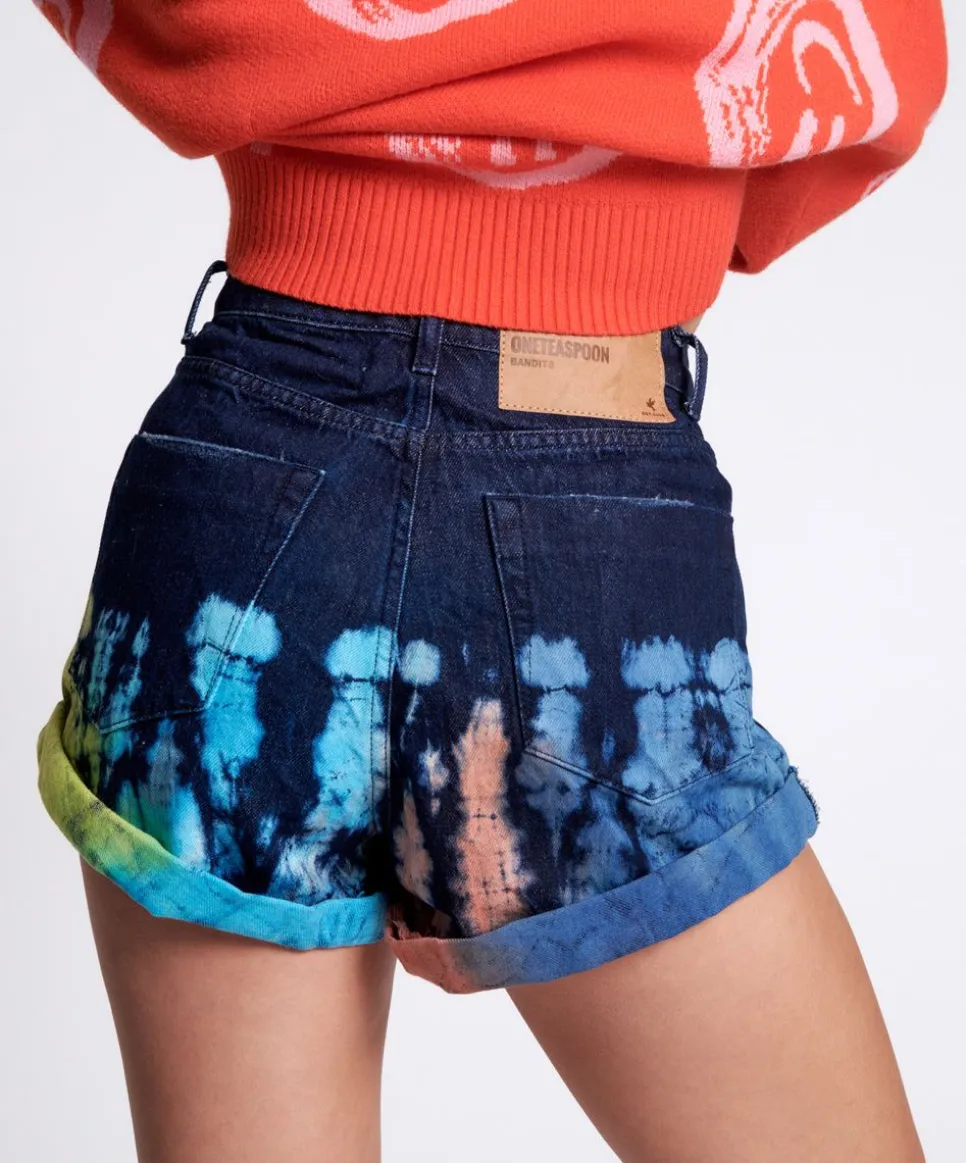 Denim Shorts|ONE TEASPOON Paint Dipped Bandits High Waist Denim Shorts