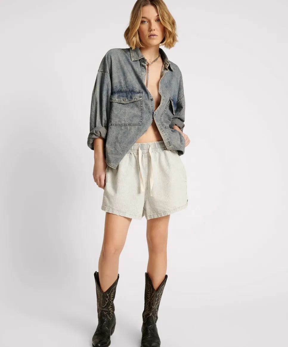 Denim Shorts|ONE TEASPOON Painters Stripe Denim Boxer Shorts