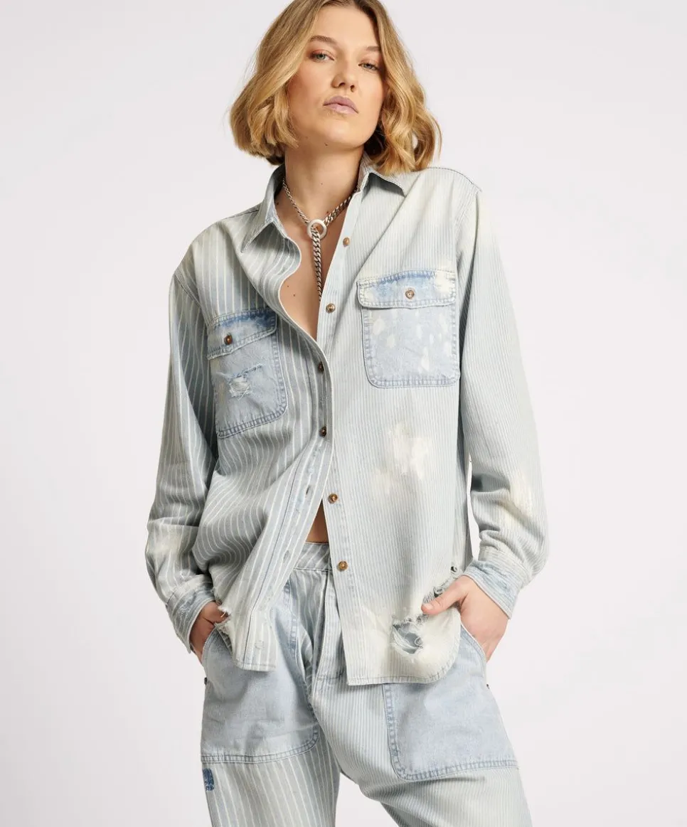 Shirts|ONE TEASPOON Painters Stripe Everyday Shirt