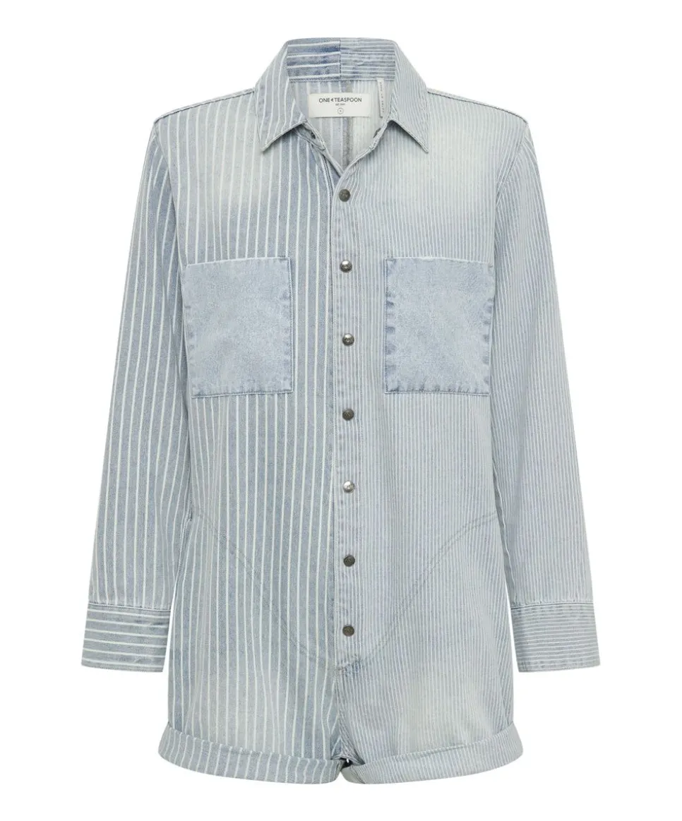 Denim Jumpsuits|ONE TEASPOON Painters Stripe Prophecy Jumpsuit