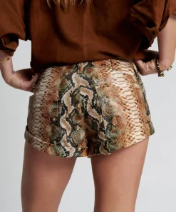 Bottoms|ONE TEASPOON Pale Snake Leather Bandits Shorts