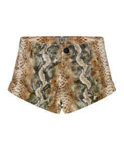 Bottoms|ONE TEASPOON Pale Snake Leather Bandits Shorts