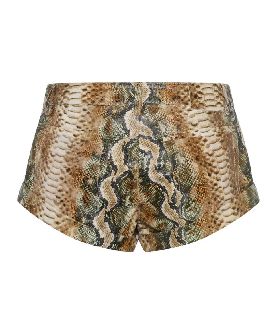 Bottoms|ONE TEASPOON Pale Snake Leather Bandits Shorts