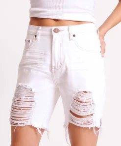 Denim Shorts|ONE TEASPOON Pearl Stevies High Waist Long Length Boyfriend Shorts