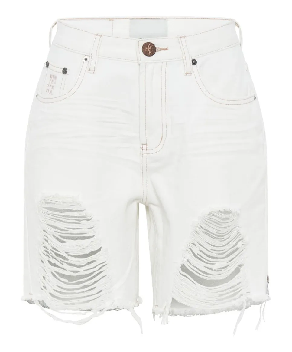 Denim Shorts|ONE TEASPOON Pearl Stevies High Waist Long Length Boyfriend Shorts