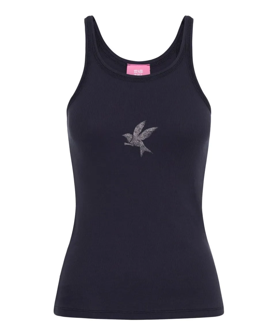 Tees & Tanks|ONE TEASPOON Petrol Bower Bird Ribbed Tank Top