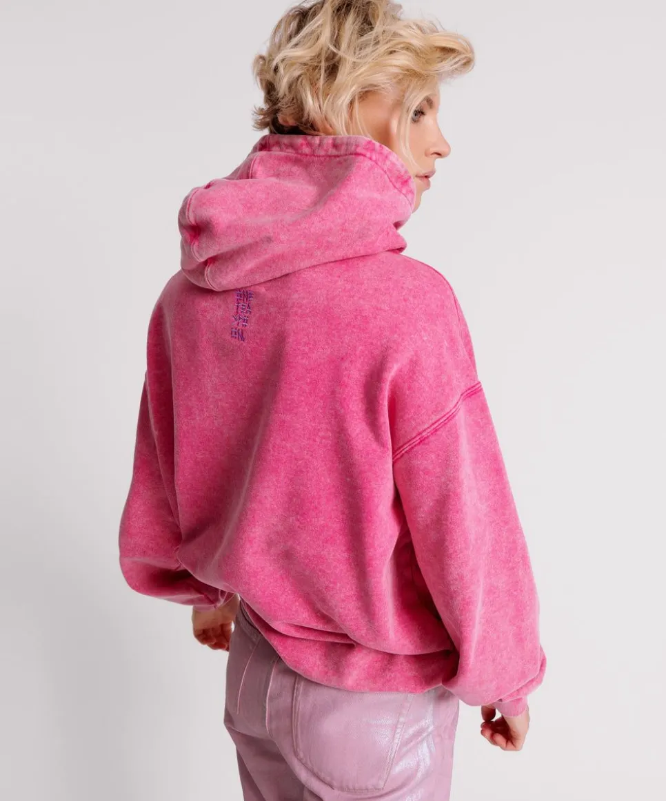 Hoodies And Sweats|ONE TEASPOON Pink Acid Speed Longline Hoody