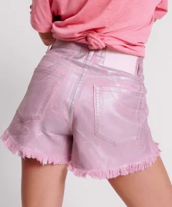 Denim Shorts|ONE TEASPOON Pink Envy Foil Bonitas High Waist Denim Shorts