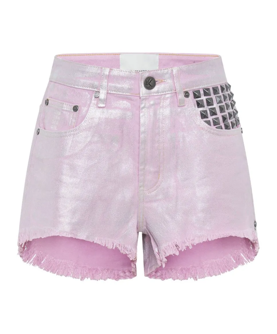 Denim Shorts|ONE TEASPOON Pink Envy Foil Bonitas High Waist Denim Shorts