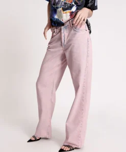 Denim Jeans|ONE TEASPOON Pink Haze Jackson Mid Waist Wide Leg Jeans