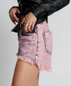 Denim Shorts|ONE TEASPOON Pink Pistol Le Wolves Mid Length Denim Shorts