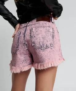 Denim Shorts|ONE TEASPOON Pink Pistol Le Wolves Mid Length Denim Shorts