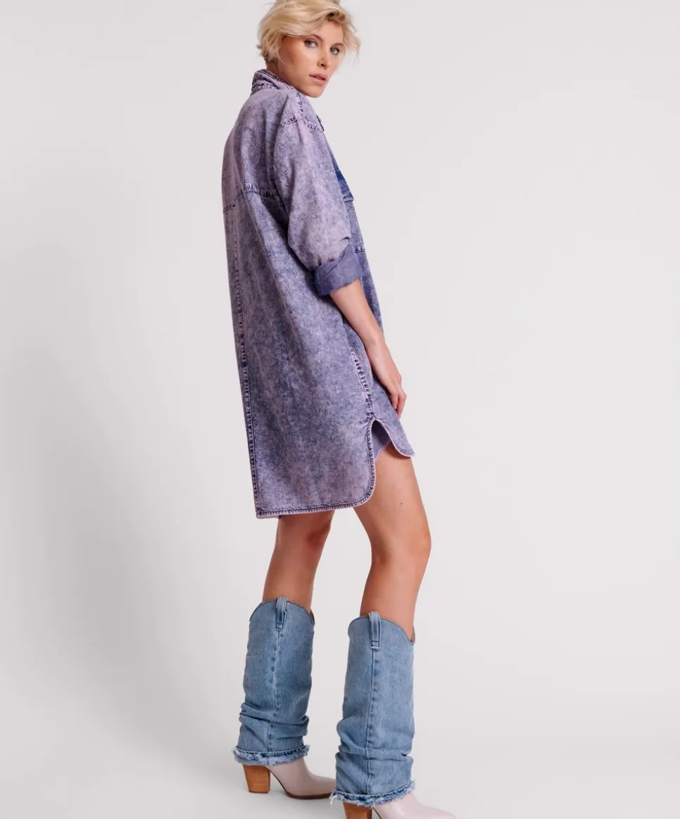 Midi & Maxi Dresses|ONE TEASPOON Purple Rain Nixie Denim Shirt Dress