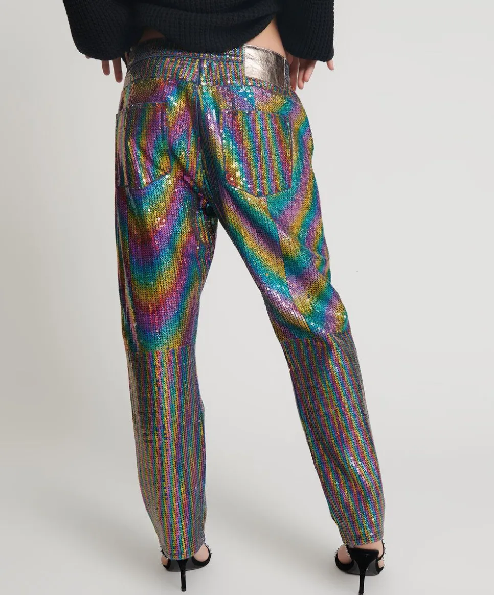 Denim Jeans|ONE TEASPOON Rainbow Sequin Bandits Relaxed Jeans