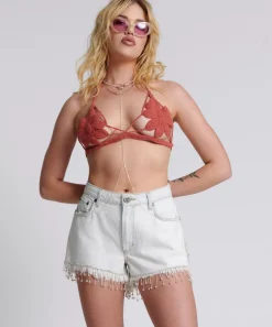 Denim Shorts|ONE TEASPOON Razzle Dazzle Truckers Mid Waist Relaxed Shorts