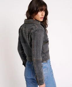Jackets|ONE TEASPOON Rebel Rebel Studded Denim Jacket