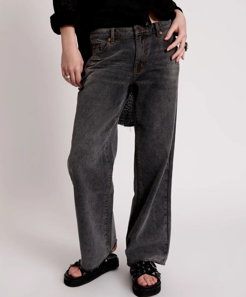 Denim Jeans|ONE TEASPOON Recycled Black Lowrider Wide Leg Jeans