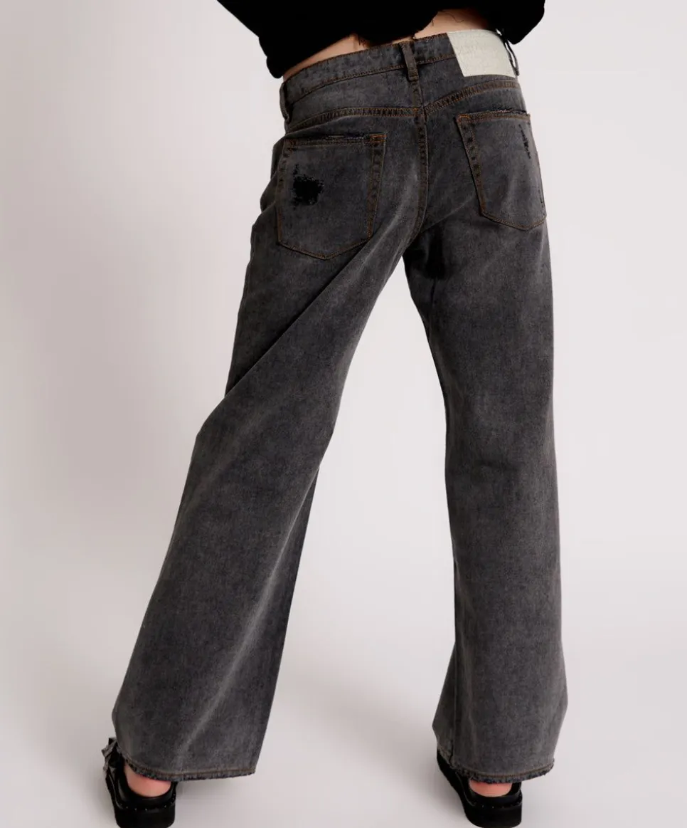 Denim Jeans|ONE TEASPOON Recycled Black Lowrider Wide Leg Jeans