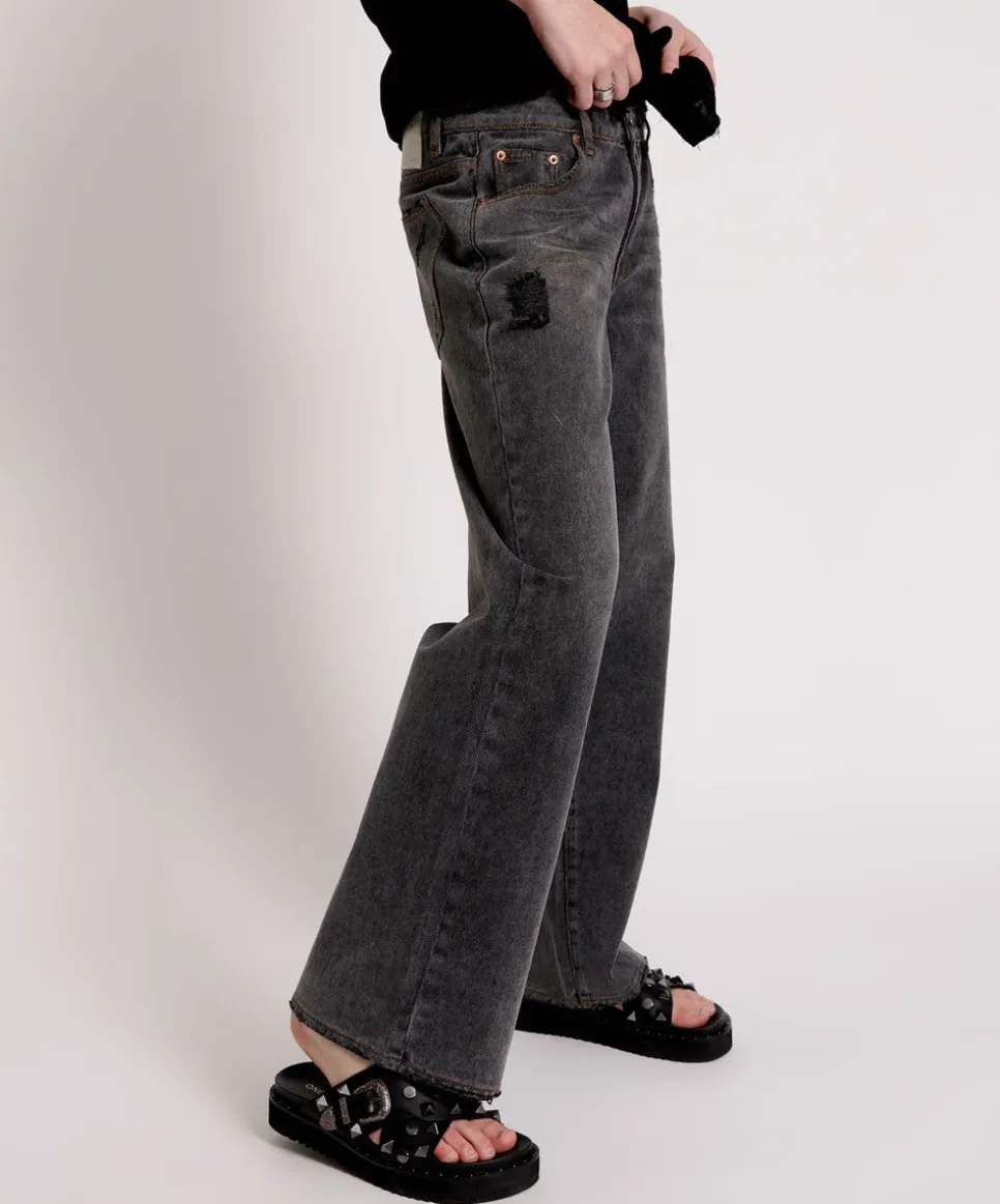 Denim Jeans|ONE TEASPOON Recycled Black Lowrider Wide Leg Jeans