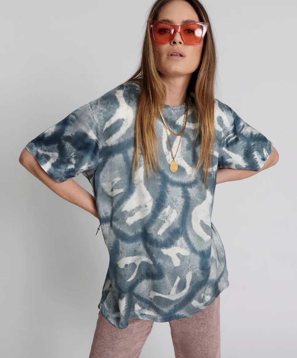 Basic Tees|ONE TEASPOON Reflection Hand Printed Satin Tee