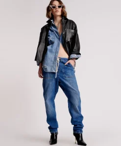 Denim Jeans|ONE TEASPOON Resort Blue High Waist Shabbies Drawstring Jeans