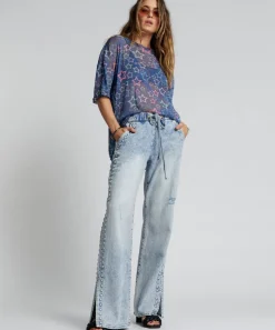 Denim Jeans|ONE TEASPOON Riveted Roadhouse Wide Leg Drawstring Jeans