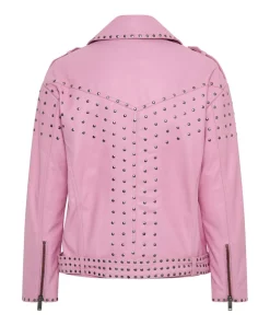 Leather Jackets|ONE TEASPOON Rizzo Pink Studded Leather Moto Jacket