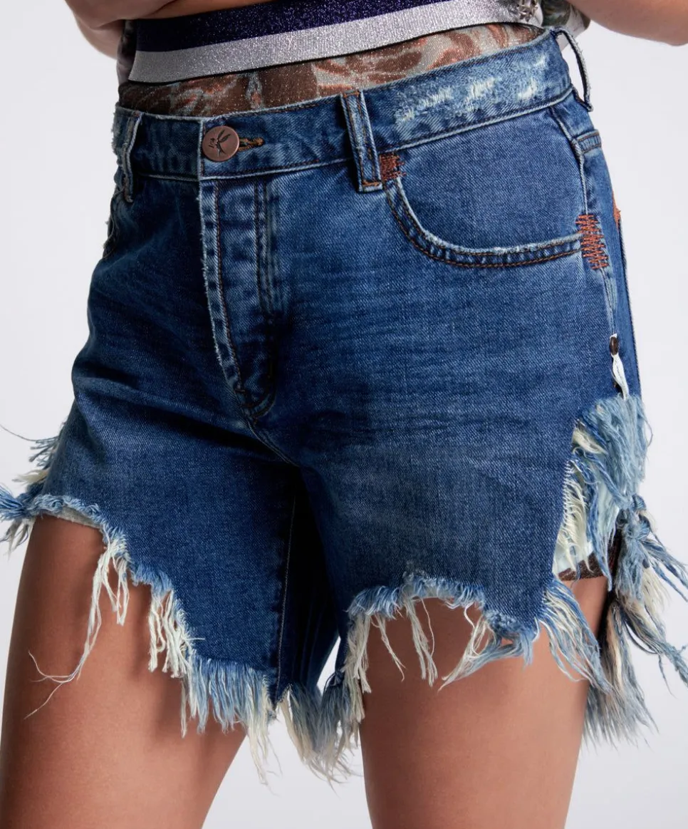 Denim Shorts|ONE TEASPOON Rodeo Blue Frankies Long Length Denim Shorts