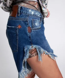 Denim Shorts|ONE TEASPOON Rodeo Blue Frankies Long Length Denim Shorts