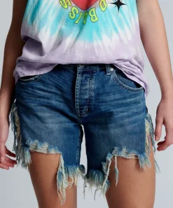Denim Shorts|ONE TEASPOON Rodeo Blue Frankies Long Length Denim Shorts