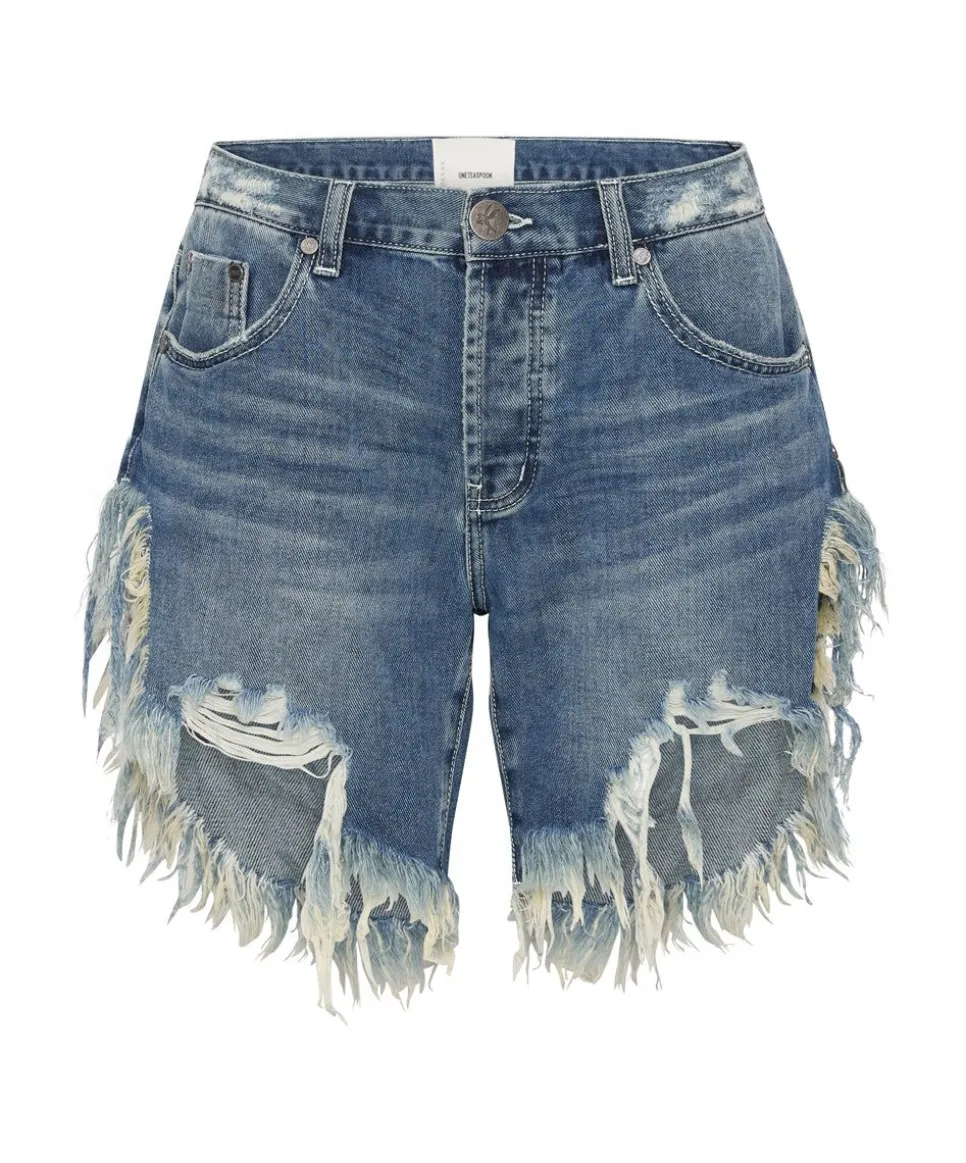 Denim Shorts|ONE TEASPOON Rodeo Blue Frankies Long Length Denim Shorts
