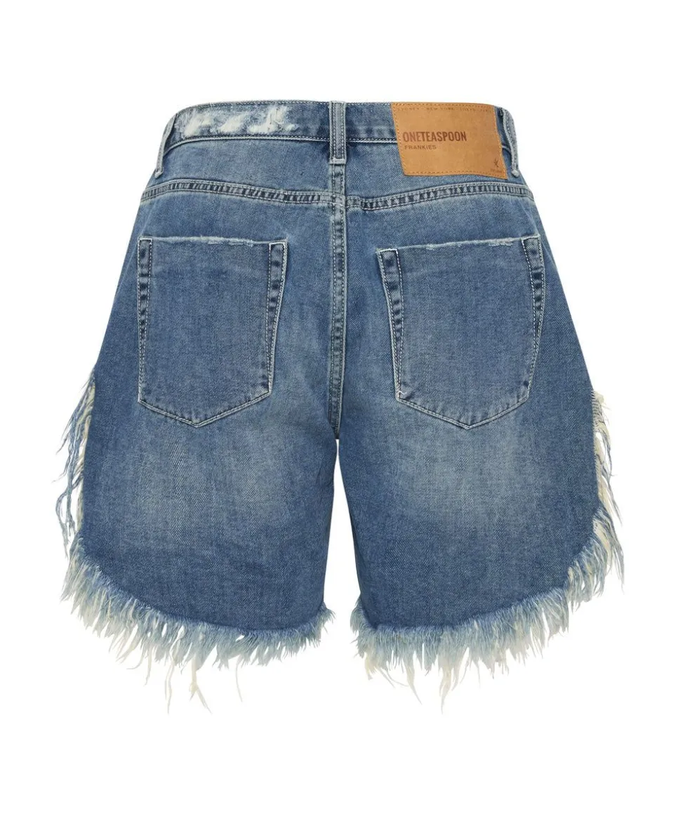 Denim Shorts|ONE TEASPOON Rodeo Blue Frankies Long Length Denim Shorts